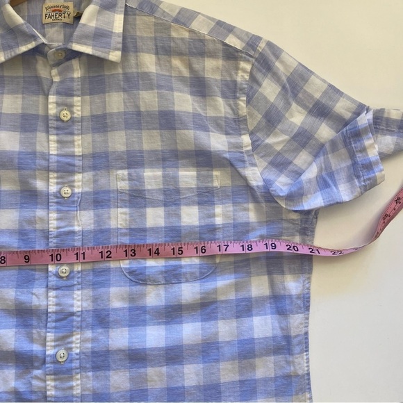 Faherty || Cloud Blend Shirt Short Sleeve in Blue Riptide Check Medium - Picture 5 of 7